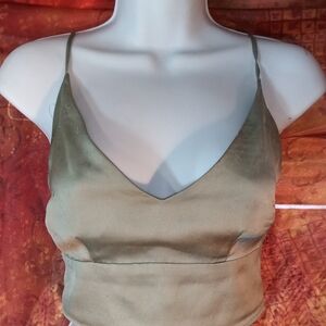 Olive Green Women's Spaghetti Strap Crop Top